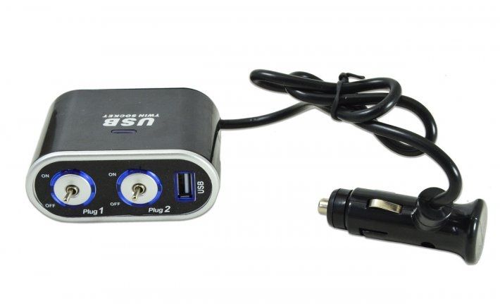 Прикурювач-двійник з подовжувачем/USB+вимикачі KSU-0182 12V 00000023716 фото