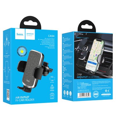 Тримач для мобільного HOCO CA94 Polaris push-type air outlet car holder Black 6931474758507 фото