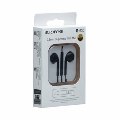 Навушники BOROFONE BM30 Original series wire control earphones with mic Black BM30B фото