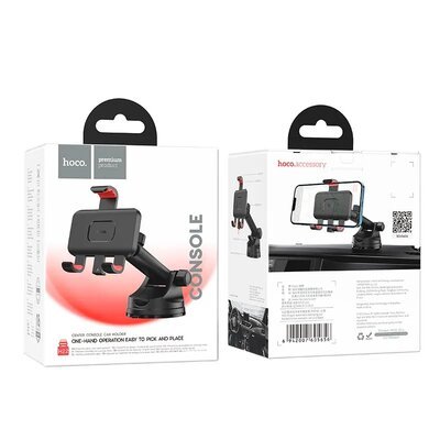 Тримач для мобільного HOCO H22 Dragon automatic clamping car holder(center console) Red Black 6942007605656 фото