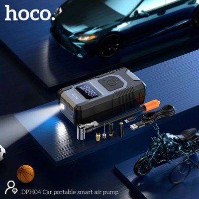 Автомобільний насос HOCO DPH04 Car portable smart air pump Black 48240 фото