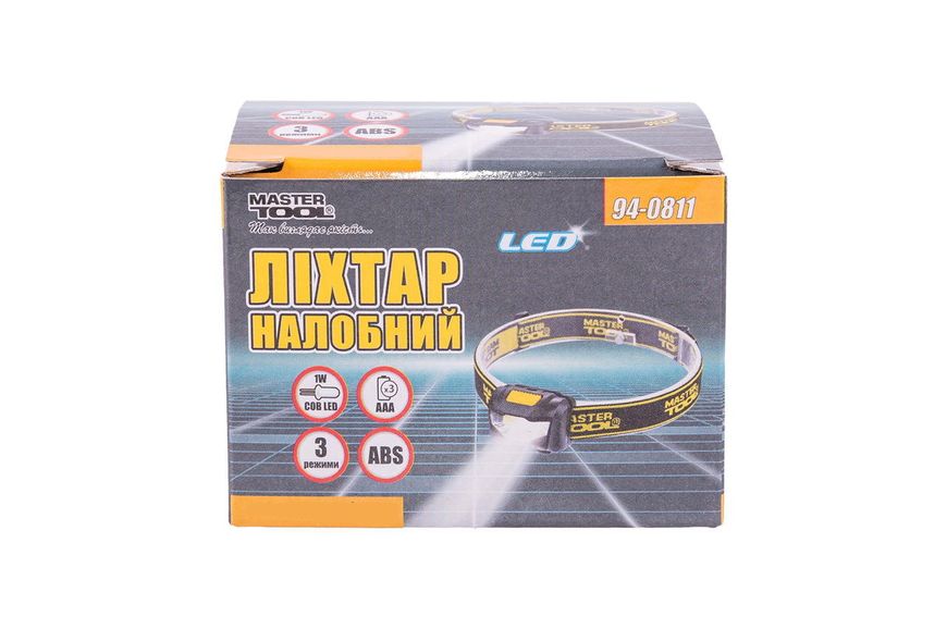 Фонарь налобный Mastertool - 1LED x 1 Вт x 3 режима 000075225 фото